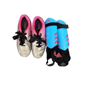 DSG Soccer Cleats Size 3 & Adidas Shin Guards Size M